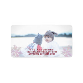 Snowflake Pink Opal Stilvolle Weihnachtsfotos Adressaufkleber