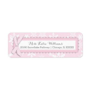 Snowflake Pink Polka-dot Bow Baby Girl Label