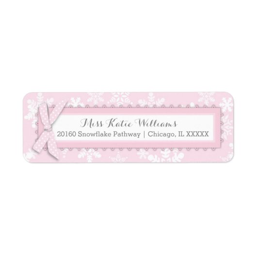 Snowflake Pink Polka-dot Bow Baby Girl Label (Vorne)
