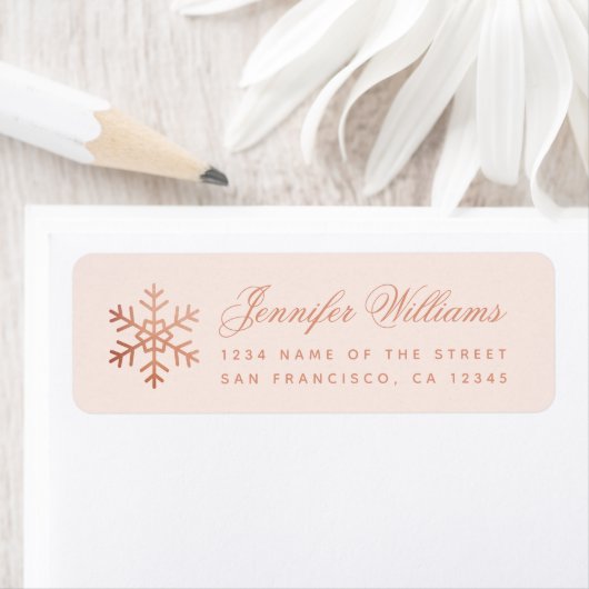 Snowflake Pink & Rose Gold Elegant Script Holidays (Insitu)