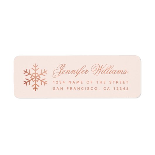 Snowflake Pink & Rose Gold Elegant Script Holidays (Vorne)