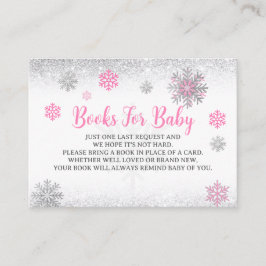  Snowflake Pink & Silver Baby Shower Book Request  Begleitkarte
