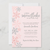 Snowflake Pink Winter Baby Shower Einladung (Vorderseite)