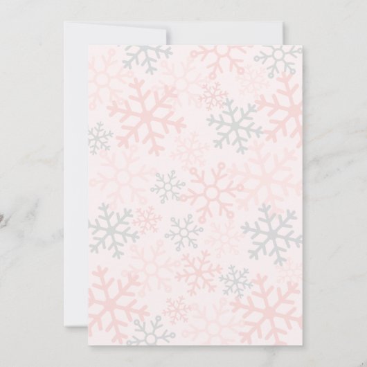 Snowflake Pink Winter Baby Shower Einladung (Rückseite)