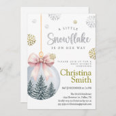 Snowflake Pink Winter Wonderland Baby Girl Dusche Einladung (Vorne/Hinten)