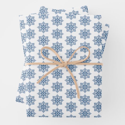Snowflake Plaid Pattern Blue Holiday Geschenkpapier Set (Beispiel)