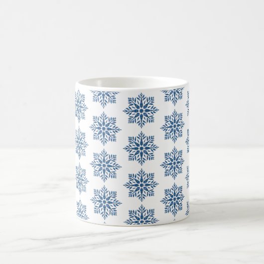 Snowflake Plaid Pattern Blue Holiday Kaffeetasse (Mittel)