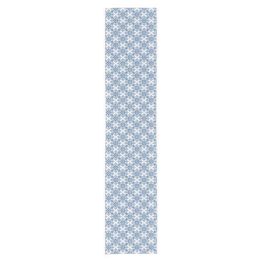 Snowflake Plaid Pattern Blue Holiday Table Runner Kurzer Tischläufer (Vorderseite)