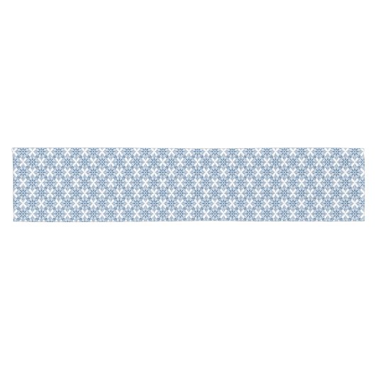 Snowflake Plaid Pattern Blue Holiday Table Runner Kurzer Tischläufer (Horizontal)