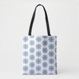 Snowflake Plaid Pattern Blue Holiday Tote Bag Tasche