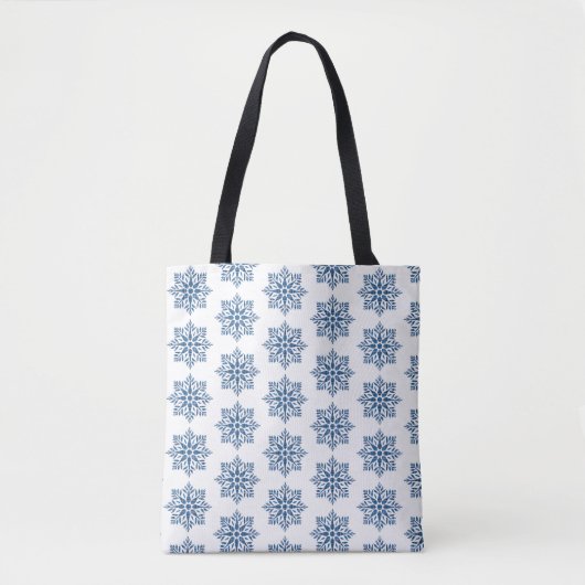 Snowflake Plaid Pattern Blue Holiday Tote Bag Tasche (Vorderseite)