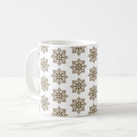 Snowflake Plaid Pattern Olive Green Kaffeetasse (Vorderseite Links)