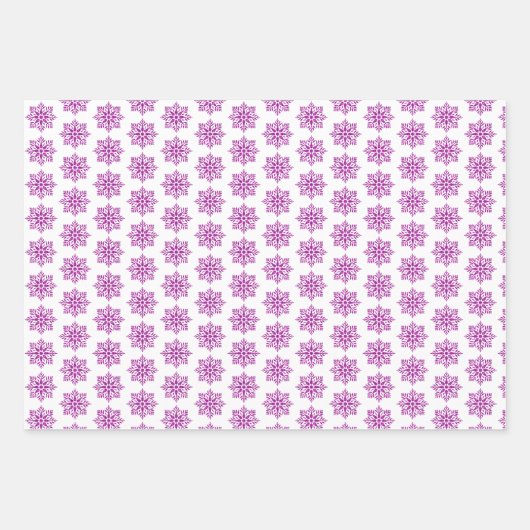 Snowflake Plaid Pattern Pink Holiday Geschenkpapier Set (Vorderseite)