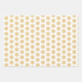 Snowflake Plaid Pattern Yellow Geschenkpapier Set