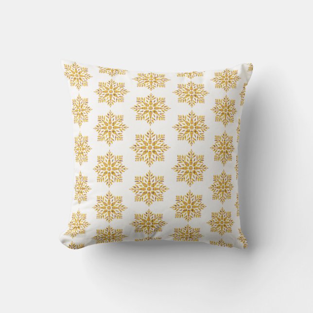 Snowflake Plaid Pattern Yellow Kissen (Vorderseite)