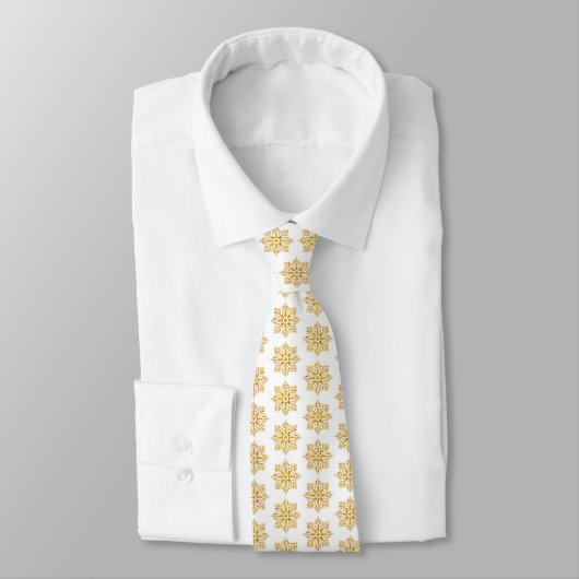 Snowflake Plaid Pattern Yellow Neck Tie Krawatte (Gebunden)