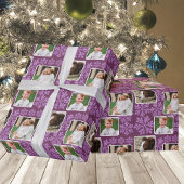 Snowflake Plum Bling 3 Foto Collage Weihnachten Geschenkpapier