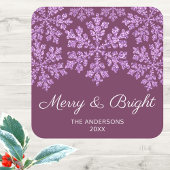 Snowflake Plum Bling Chic Elegante Festlichkeit Rechteckiger Pappuntersetzer