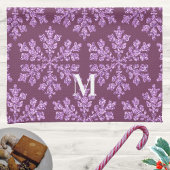 Snowflake Plum Bling Chic Monogram Weihnachten Geschirrtuch