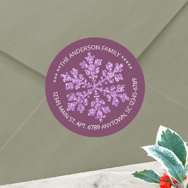 Snowflake Plum Bling Chic Rustikal Personalisiert Runder Aufkleber