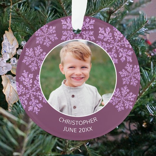 Snowflake Plum Bling Niedlich 2 Foto Weihnachten Ornament