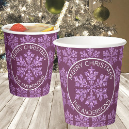 Snowflake Plum Bling Niedlich Weihnachten Pappbecher