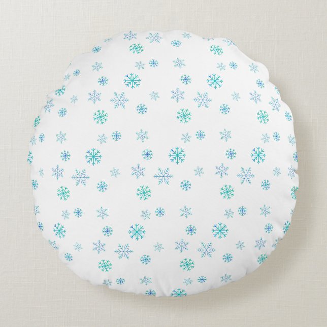 Snowflake Pouf Pillow Rundes Kissen (Vorderseite)