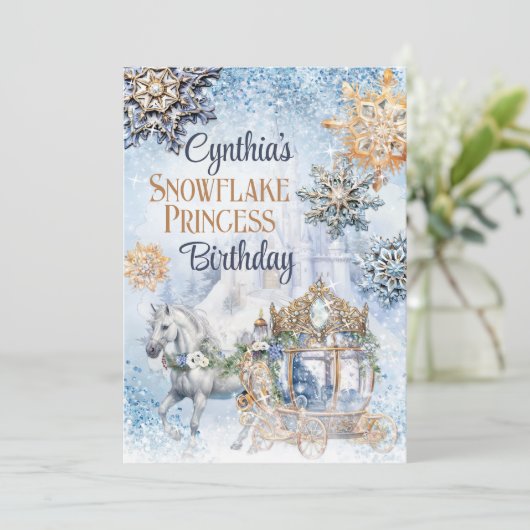 Snowflake Princess Party Einladung (Stehend Vorderseite)