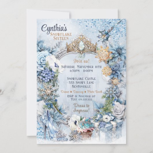 Snowflake Princess Party Einladung (Rückseite)