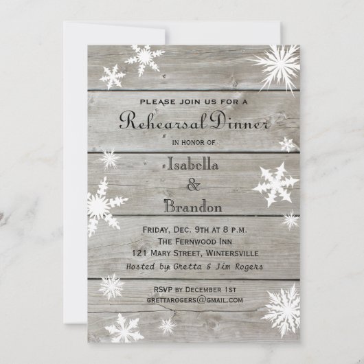 Snowflake Probe Dinner Zeit zum Trinken Champagner Einladung (Rückseite)