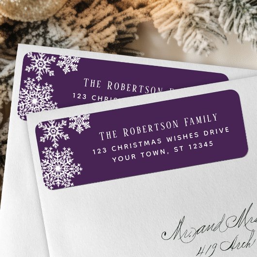 Snowflake Purple Christmas Holiday Return Address