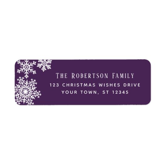 Snowflake Purple Christmas Holiday Return Address (Vorne)