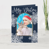 Snowflake Rahmen Weihnachtsfamilie Foto Karte (Vorderseite)