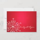 Snowflake Red 2 Elegance Response Card RSVP Karte (Rückseite)