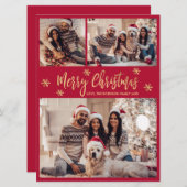 Snowflake Red and Gold 4 Foto Collage Weihnachten (Vorne/Hinten)