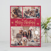 Snowflake Red and Gold 4 Foto Collage Weihnachten (Stehend Vorderseite)