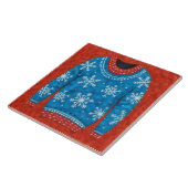 Snowflake Red Blue Ugly Sweater Fun Holiday Tile Fliese (Seite)