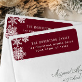 Snowflake Red Christmas Holiday Return Address