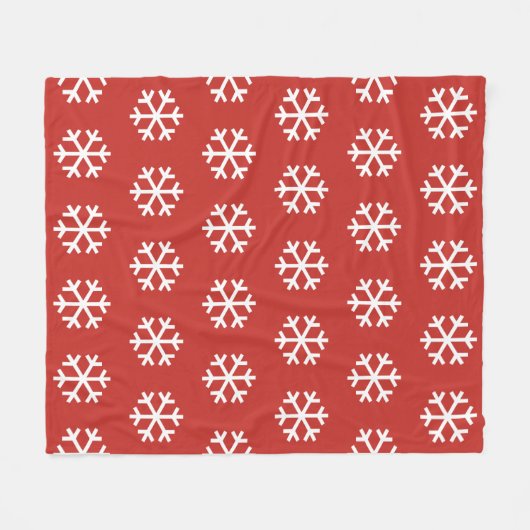 Snowflake Red Fleece Blanket (Vorderseite (Horizontal))