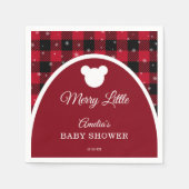 Snowflake Red Plaid Merry Little Baby Shower Serviette (Vorderseite)