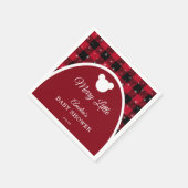 Snowflake Red Plaid Merry Little Baby Shower Serviette (Ecke)