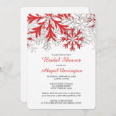 Snowflake Red Silver Winter Brautparty Einladung (Vorne/Hinten)