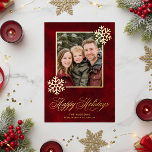 Snowflake Red Velvet Foto Happy Holidays Folien Feiertagskarte