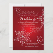 Snowflake Red Winter Wedding Einladung (Vorderseite)