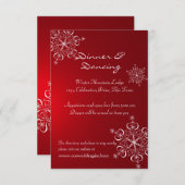 Snowflake Red Winter Wedding Empfang Begleitkarte (Vorne/Hinten)