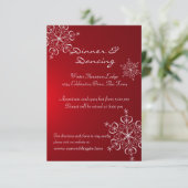 Snowflake Red Winter Wedding Empfang Begleitkarte (Stehend Vorderseite)