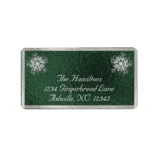 Snowflake & Ribbon Rücksendeadresse - Grün Adressaufkleber