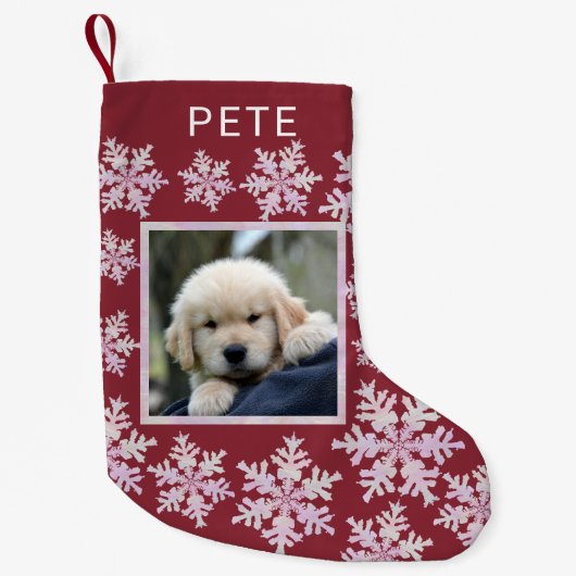 Snowflake Rosa Opal Fun Kinder oder Haustiere Foto Kleiner Weihnachtsstrumpf (Vorderseite)
