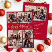 Snowflake Rot und Gold 5 Foto Collage Weihnachten