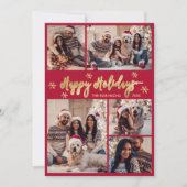 Snowflake Rot und Gold 5 Foto Collage Weihnachten (Vorderseite)